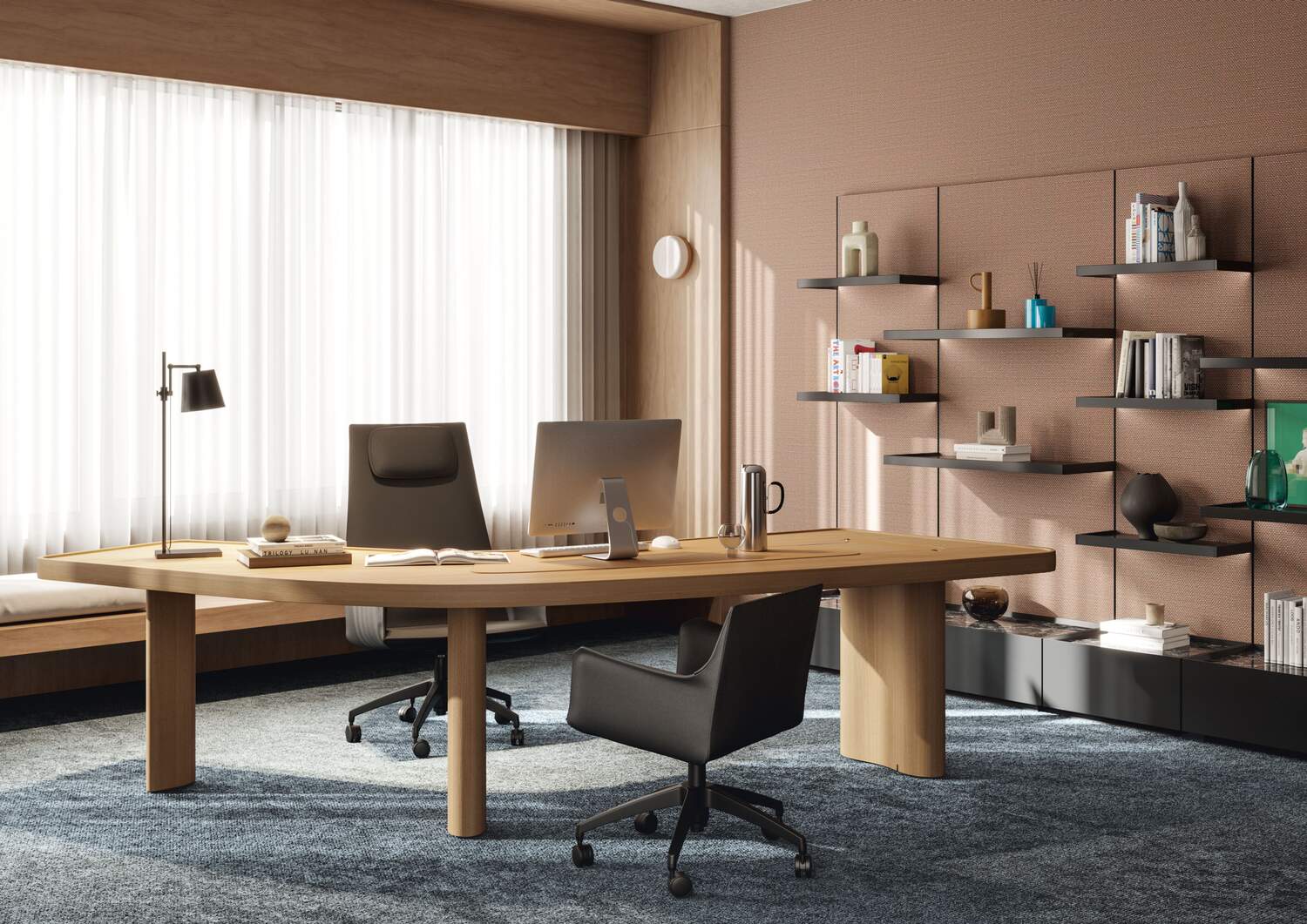 Bureau Boomerang desk, with electrification| Pro | Cassina