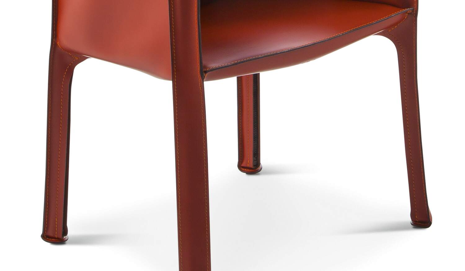 椅子 Cassina CAB Cassina Cab Side Chairs in Red Leather - Orange Furniture