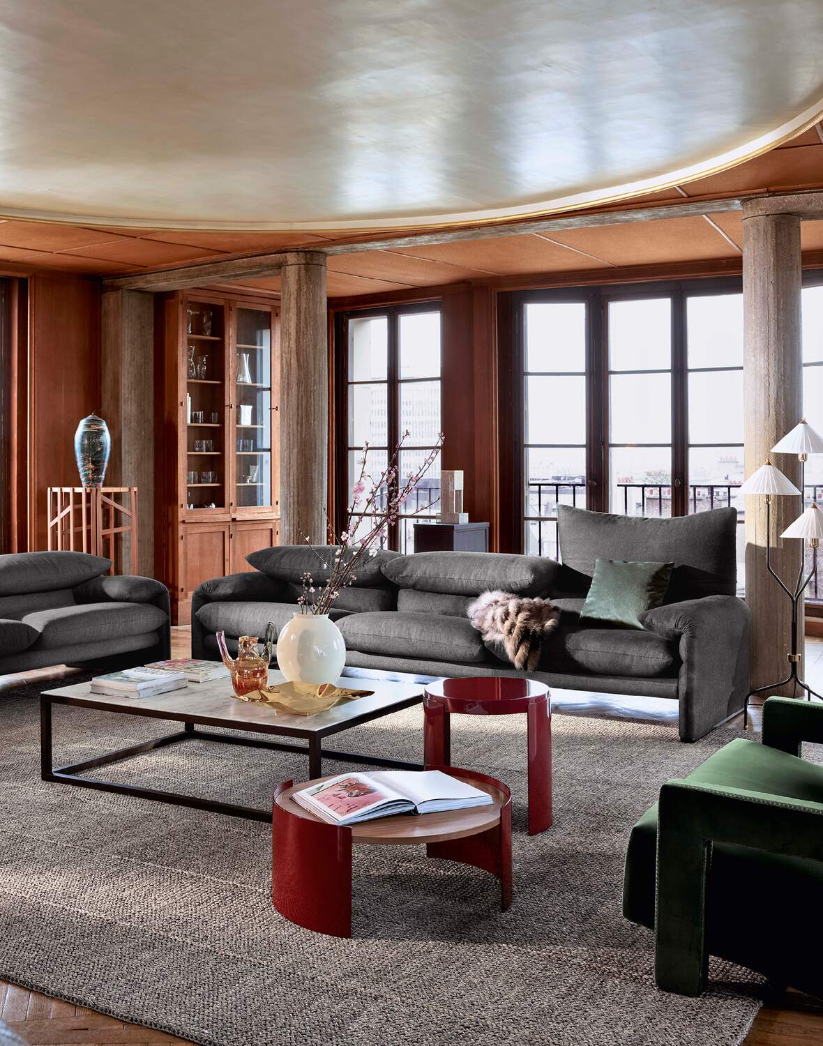 3P MARALUNGA SOFA / Cassina 黒革 Vintage Maralunga Sofa by Vico Magistretti for Cassina, 1970s – Didi