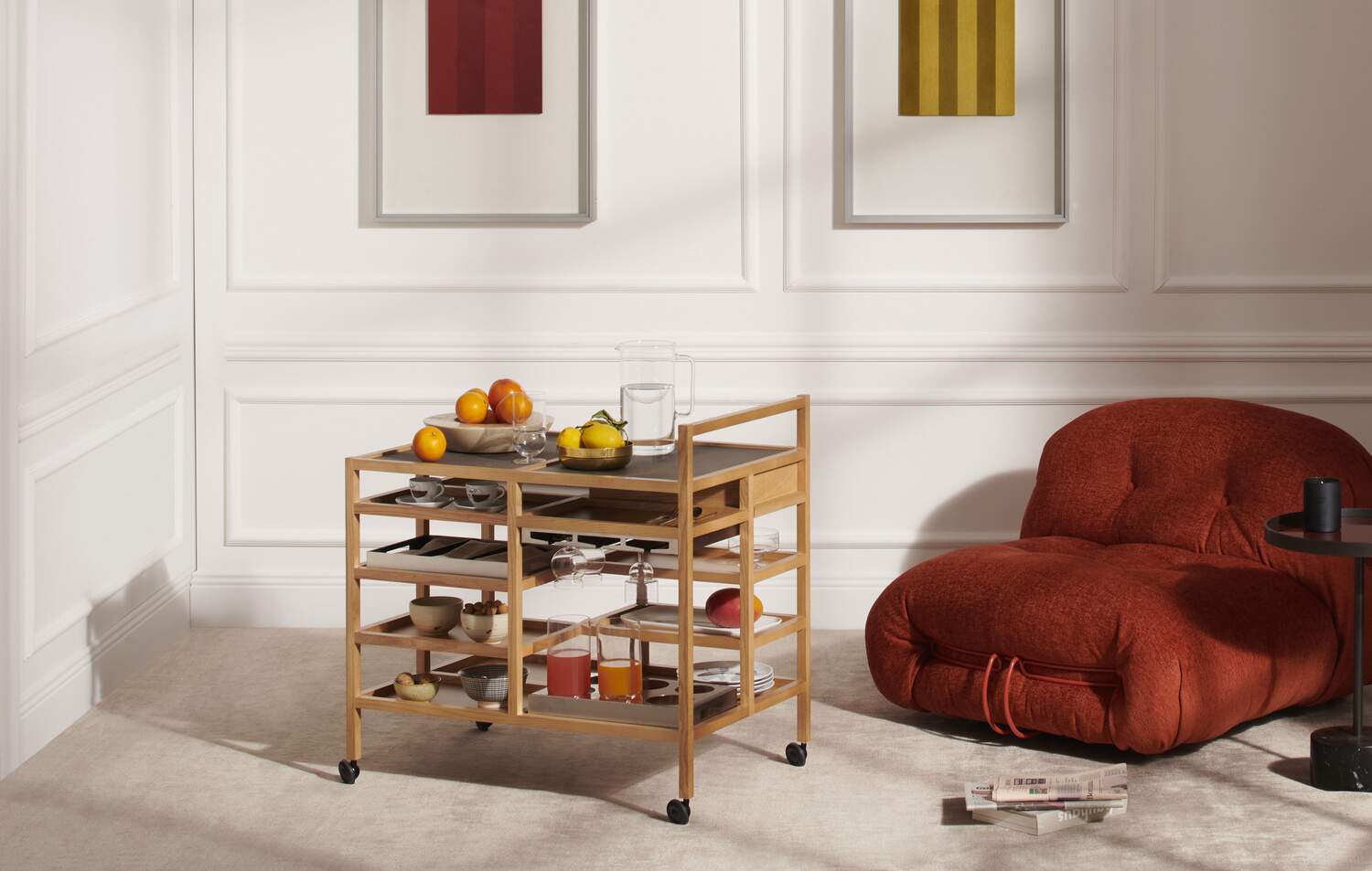 Cassina 72万「Serving Cart」ワゴン ウォールナット無垢材 ボディル・ケアー トロリー サービングカート キャスター カッシーナ Serving Cart Serving cart by Bodil Kjaer | Cassina