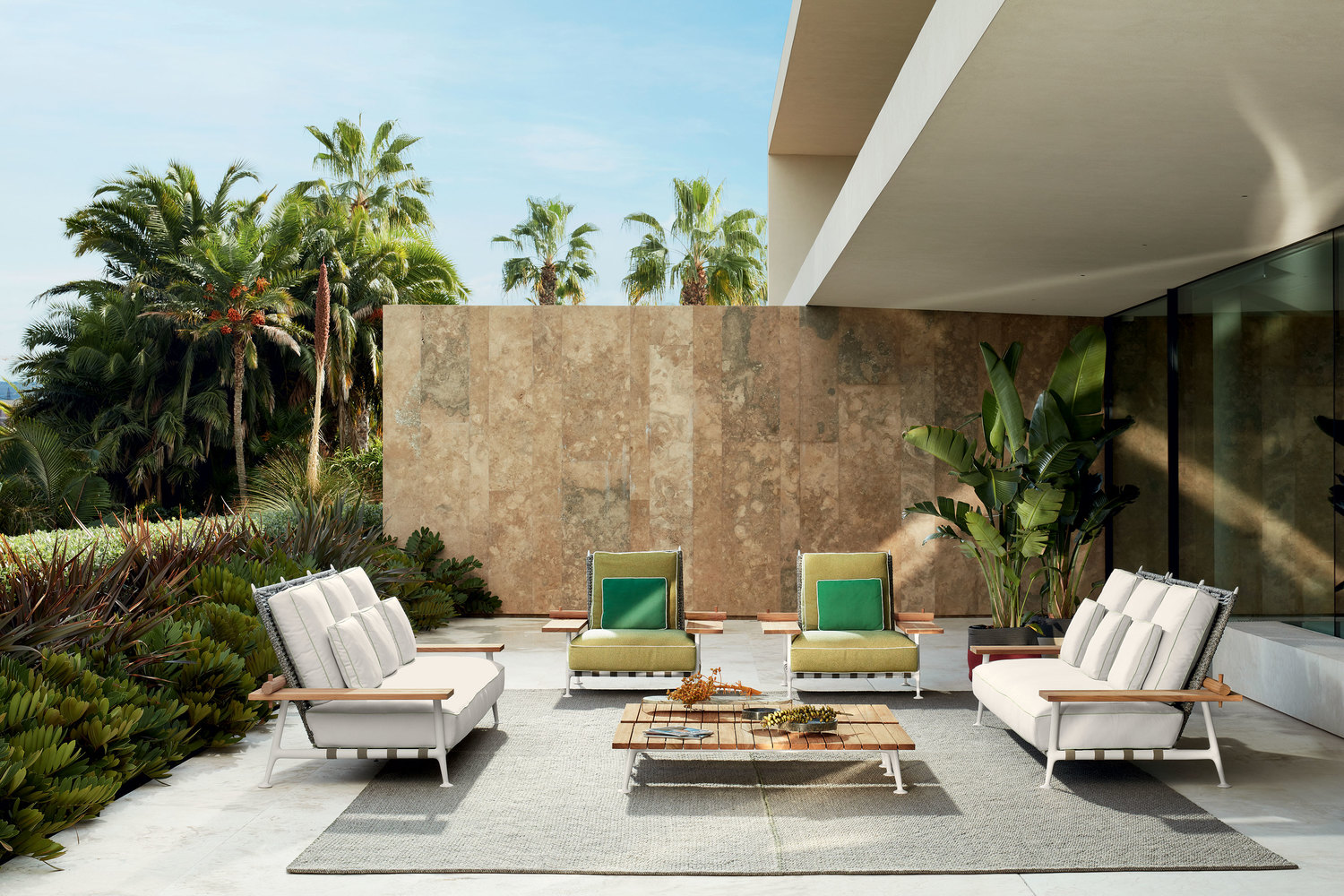 3656 ambientata outdoor catalogo outdoor collection 2020 239 fenc e nature philippe starck depasquale maffini alluminio metallo verniciato goffrato avorio intrecci sintetico corda outdoor outdoor fiji 13f063 perla alluminio metallo vernicia