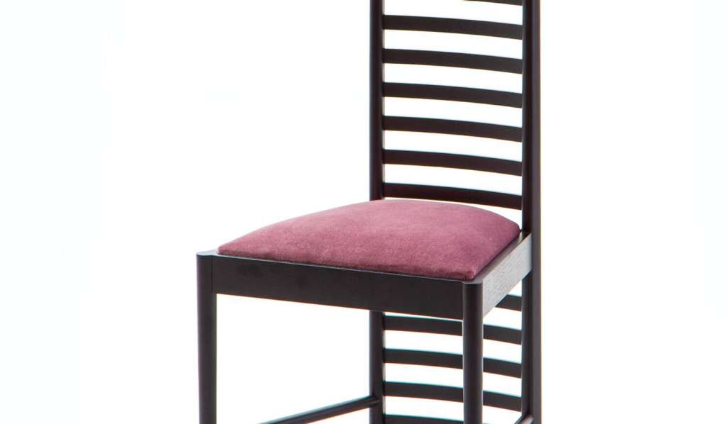 Assise - Hêtre massif avec sangles élastiques croisées: un gros plan de l'assise du coussin rose。